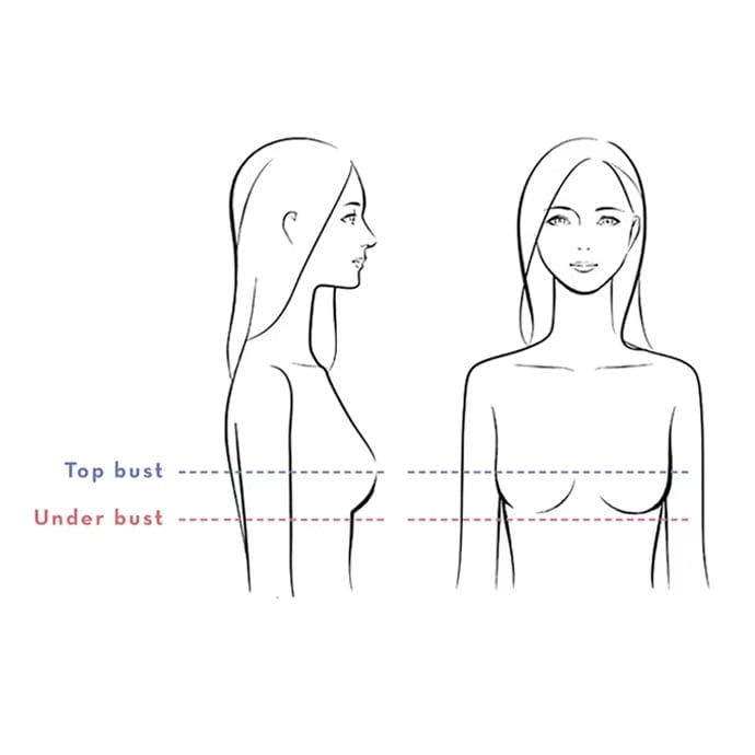 Illustration of top bust and under bust