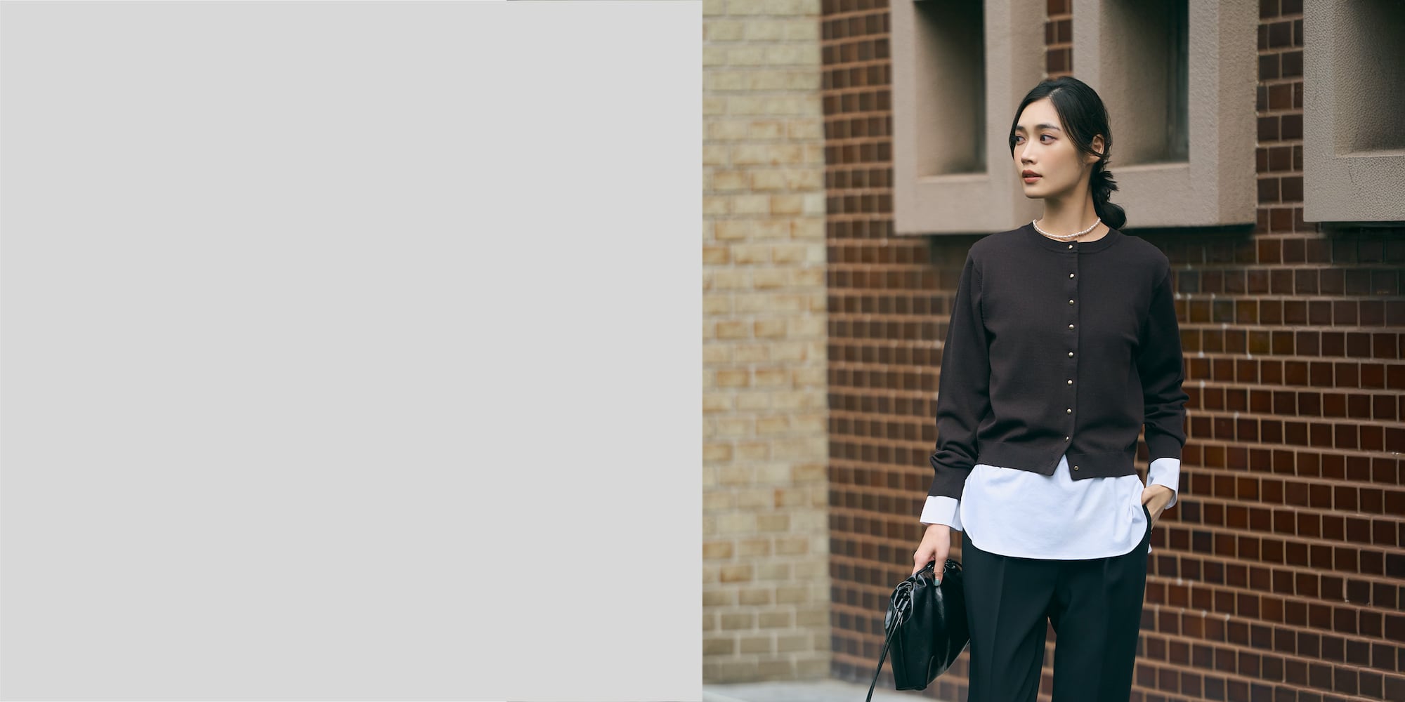 メリノウールブレンドメタルボタンカーディガン