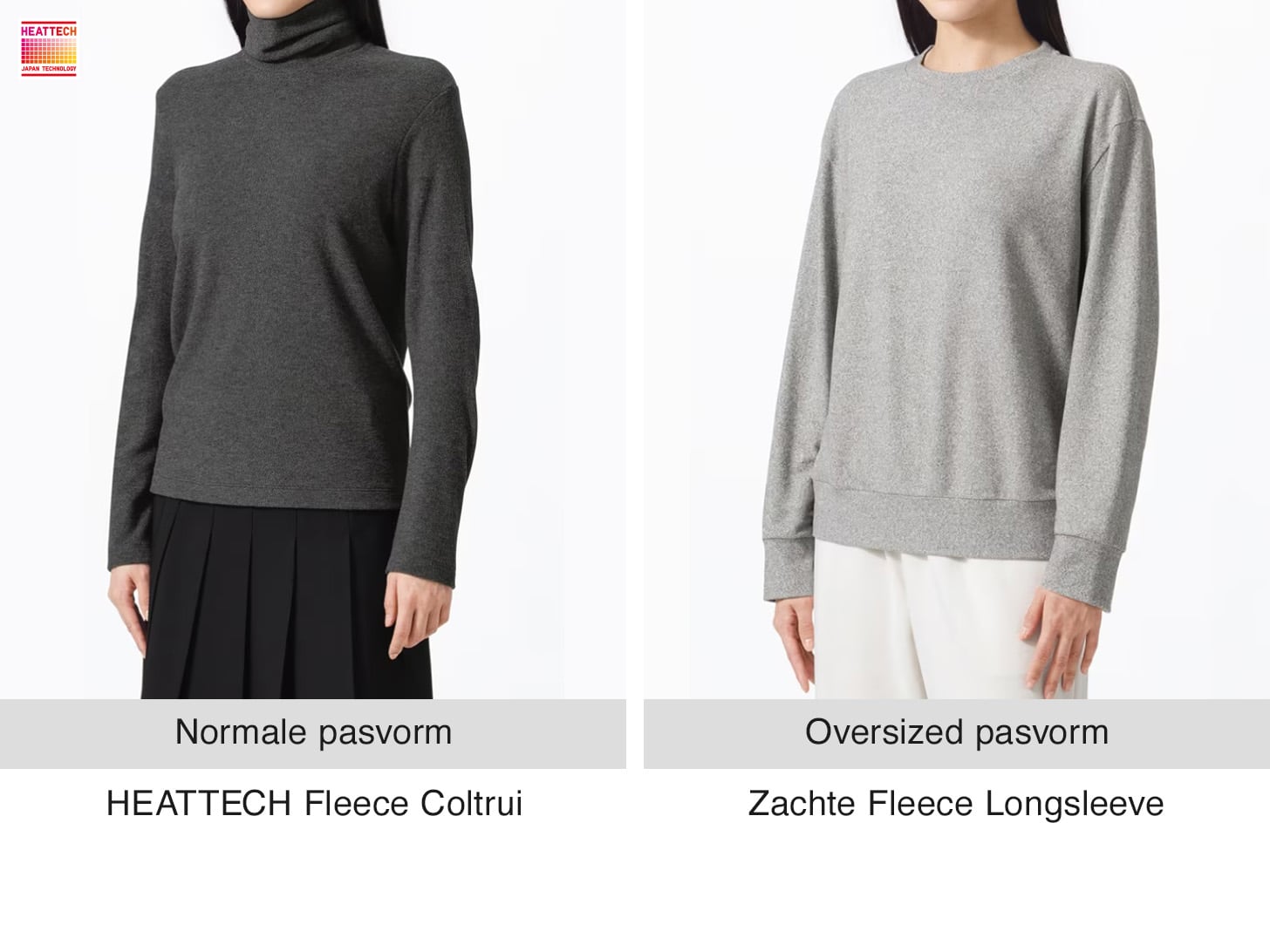 Modellen in UNIQLO longsleeves