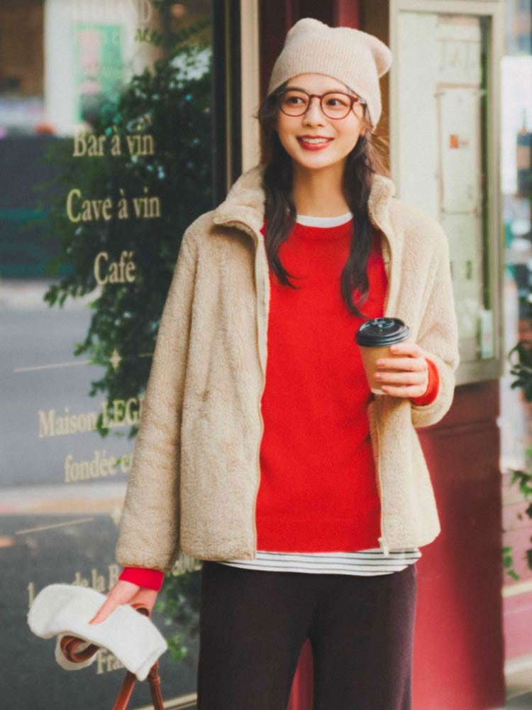 ちょっとしたお出かけ_ファーリーフリースフルジップジャケット