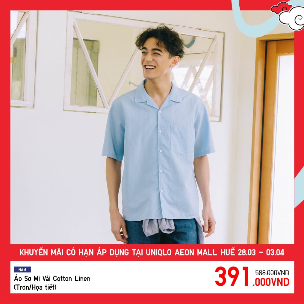 M's Cotton Modal Linen Open Collar Shirt