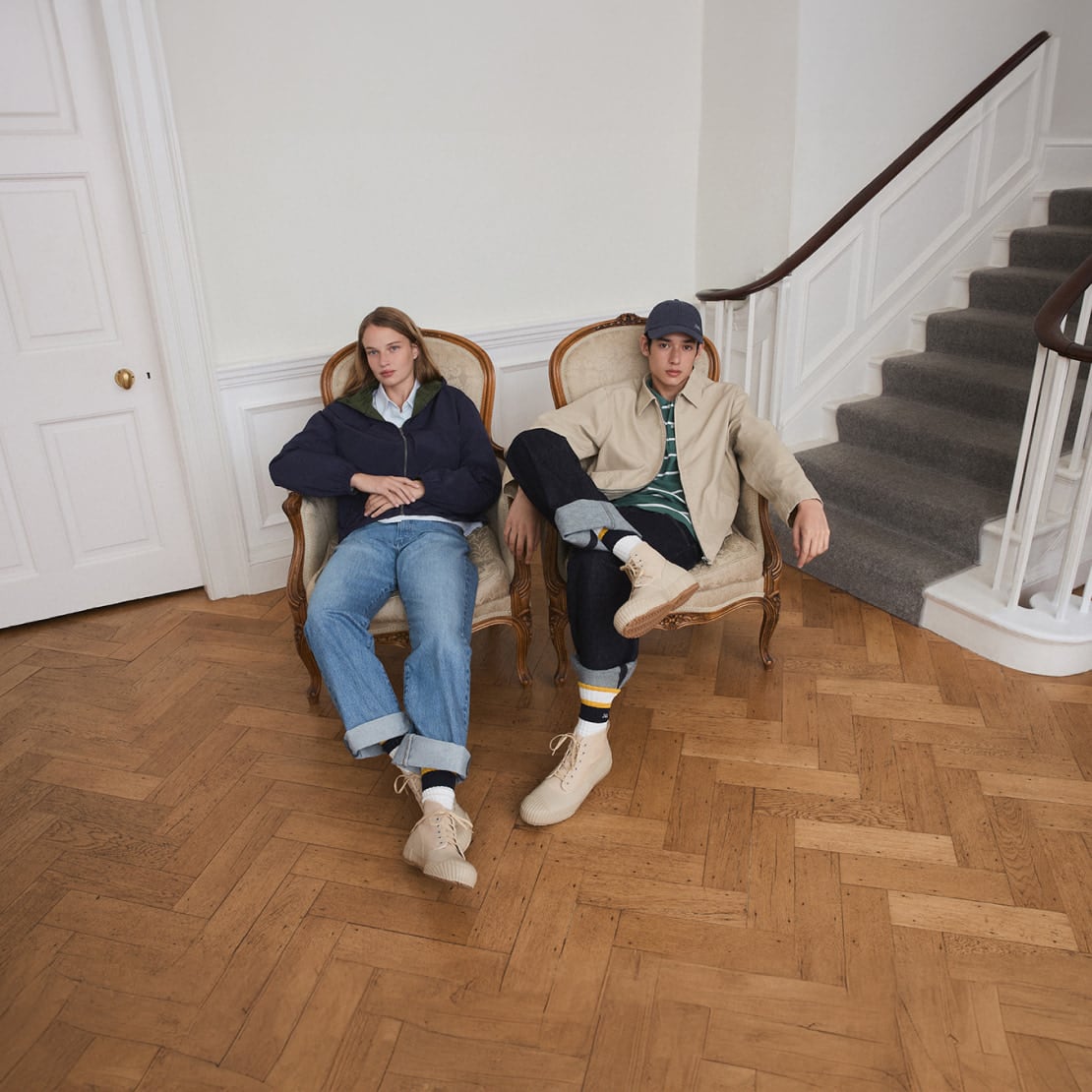 two models wearing UNIQLO and JW ANDERSON Spring/Summer 2026 Collection