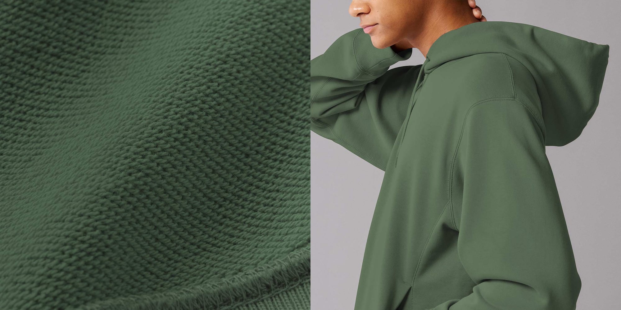 model wearing Pullover Hoodie in green