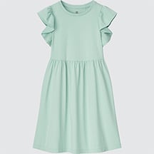 Girls smooth cotton frill dress