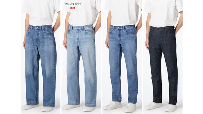 models wearing different cuts of jeans arranged side by side