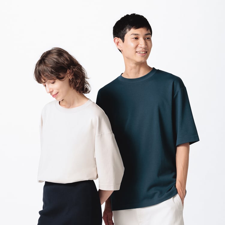 エアリズムコットンオーバーサイズTシャツ/5分袖