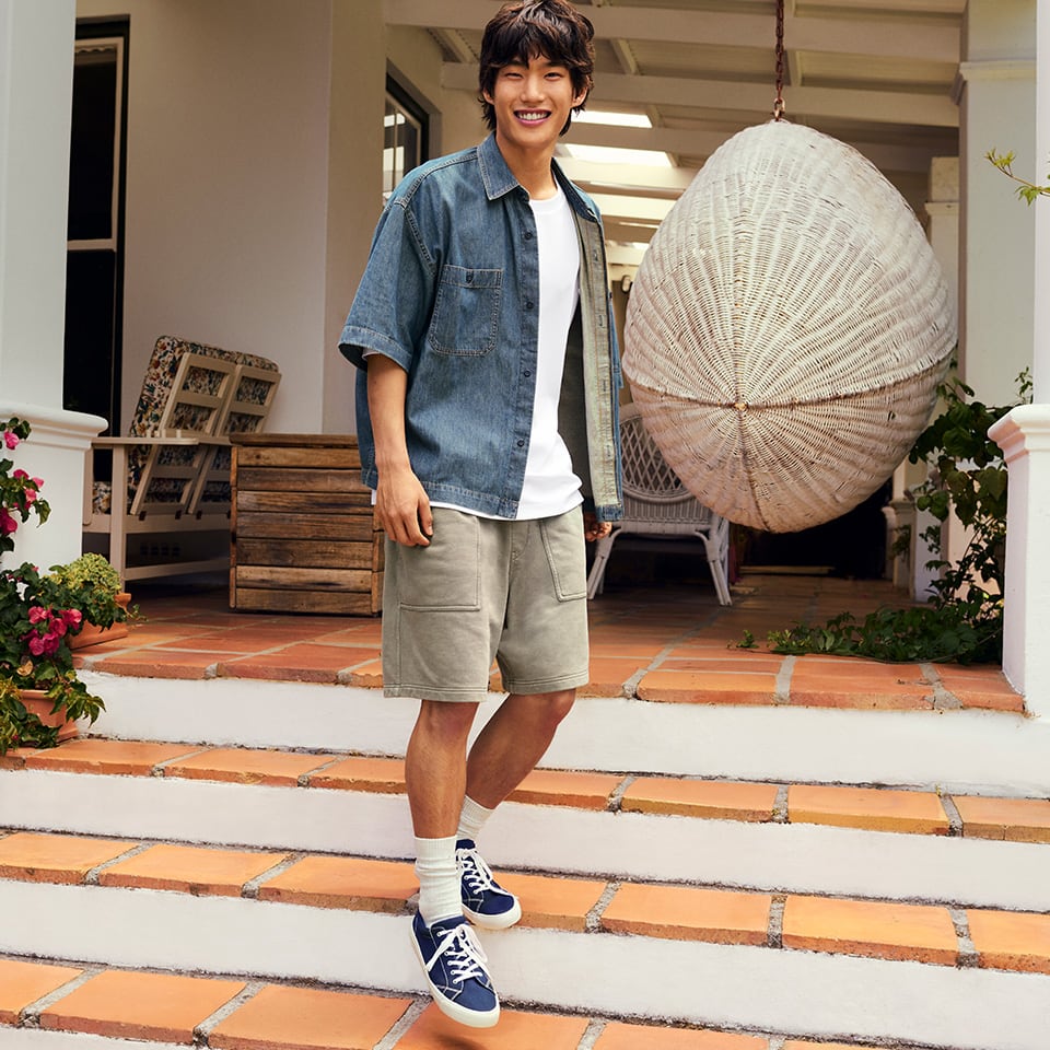 Washed Sweat Knee Length Shorts