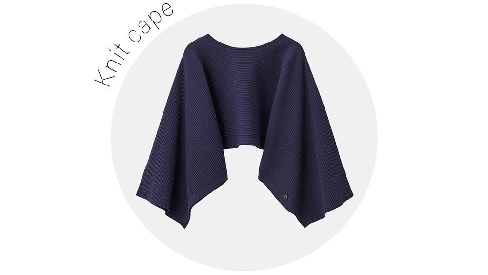 コットンブレンドニットケープ​