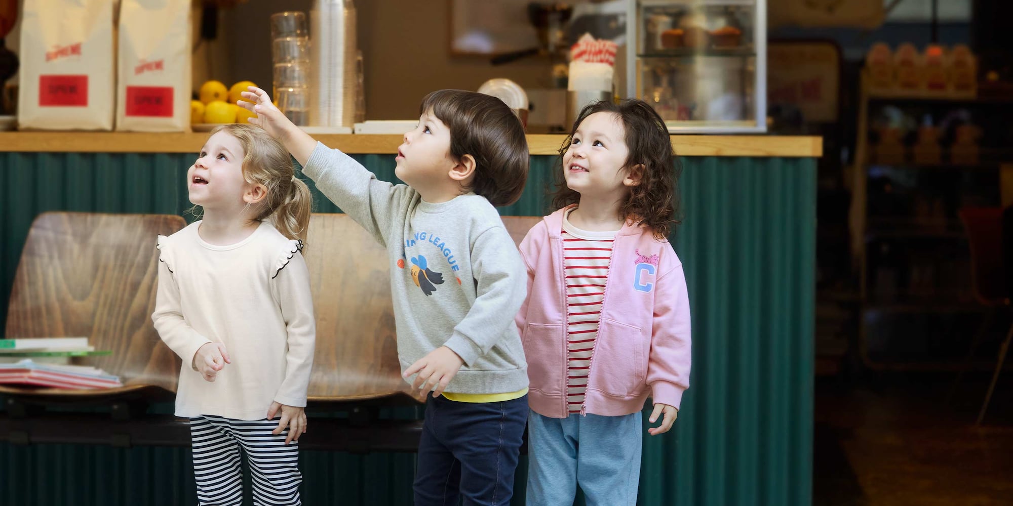 models wearing UNIQLO toddler clothing