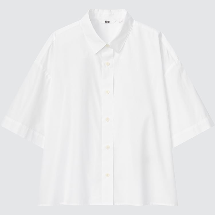 W's linen blend open collar S/S shirt