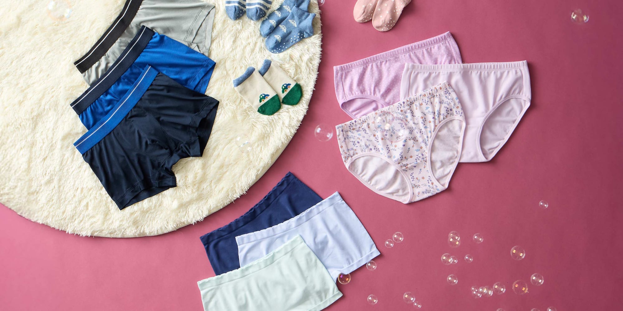 an arrangement of different colour underwear and socks