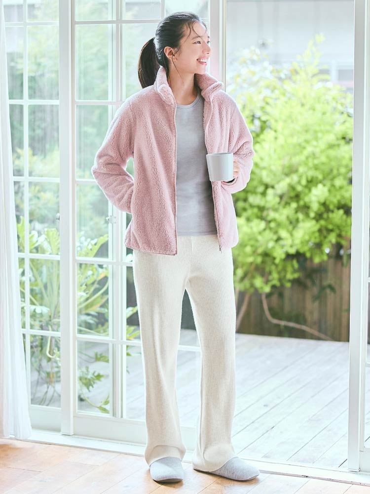 おうちの時間_ファーリーフリースフルジップジャケット
