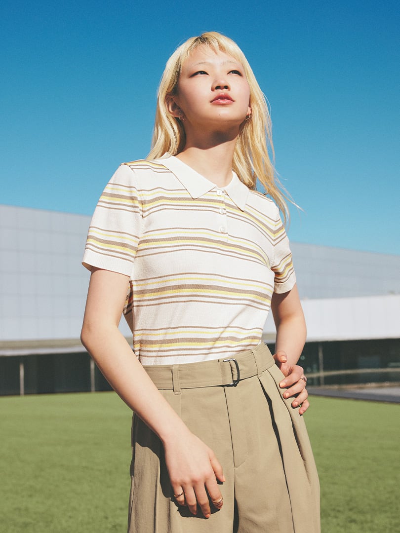 Washable Striped Polo Sweater