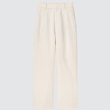 W's linen blend tucked wide pants