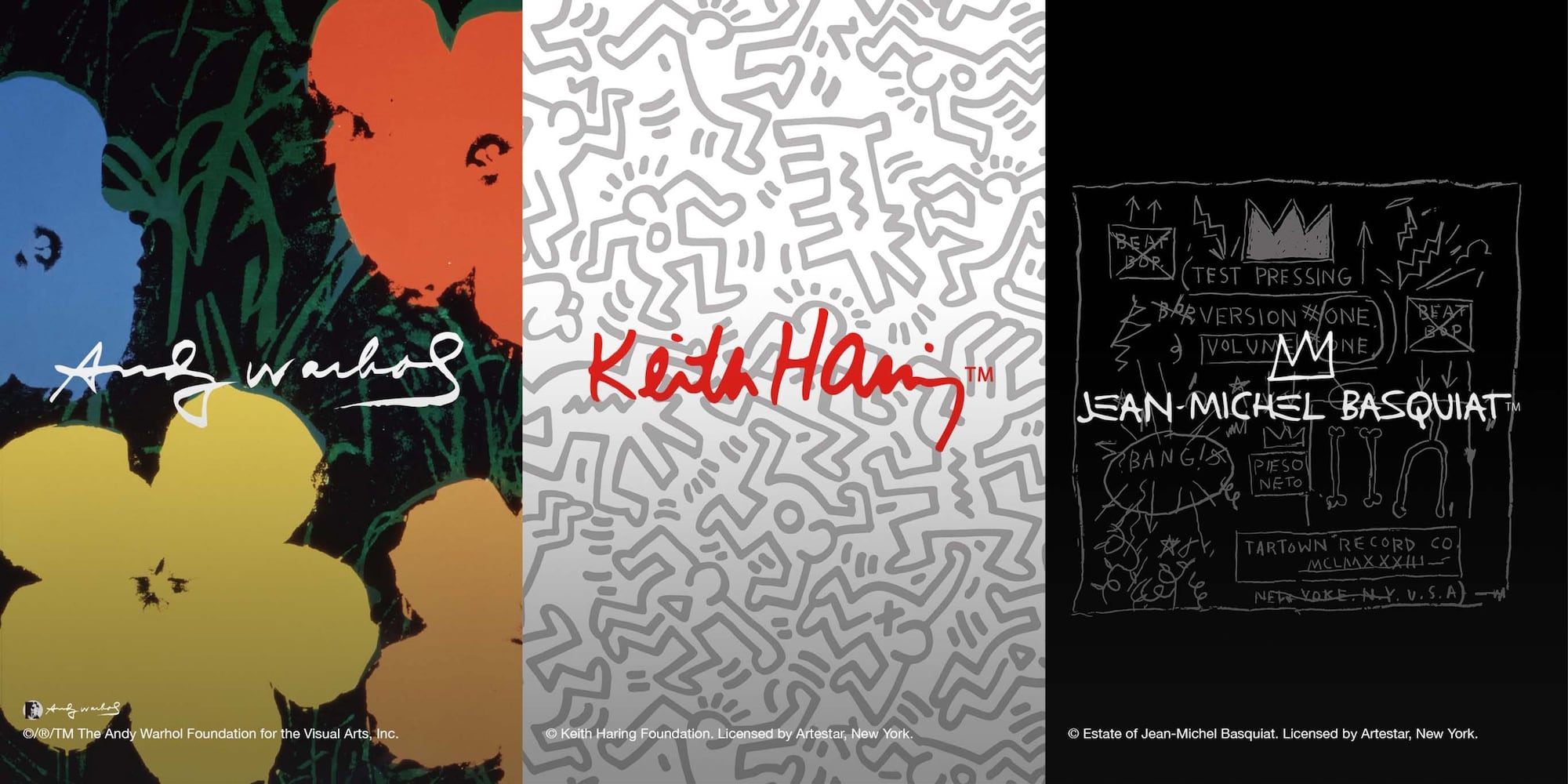 Preview graphic T-shirts featuring iconic work by Andy 
Warhol, Keith Haring, and Jean-Michel Basquiat.