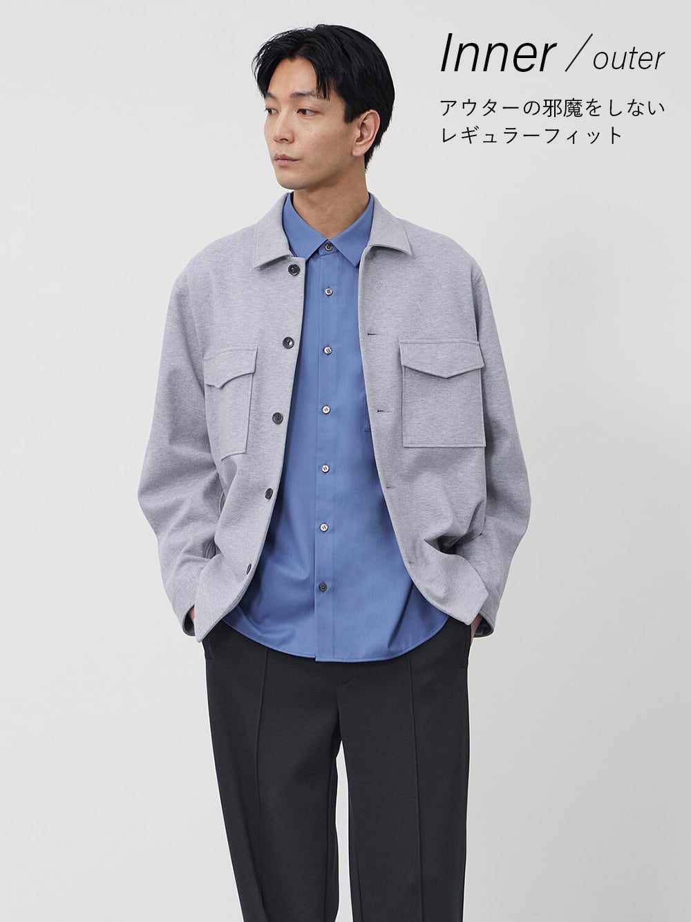 レーヨンブレンドレギ  ュラーカラーシャツ