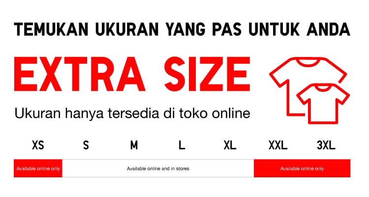 Pakaian Extra Size (XS Hingga Plus Size XXL & 3XL)