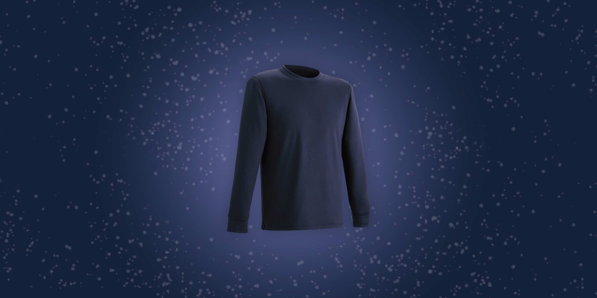 a HEATTECH Ultra Warm Crew Neck T-Shirt against a blue backdrop