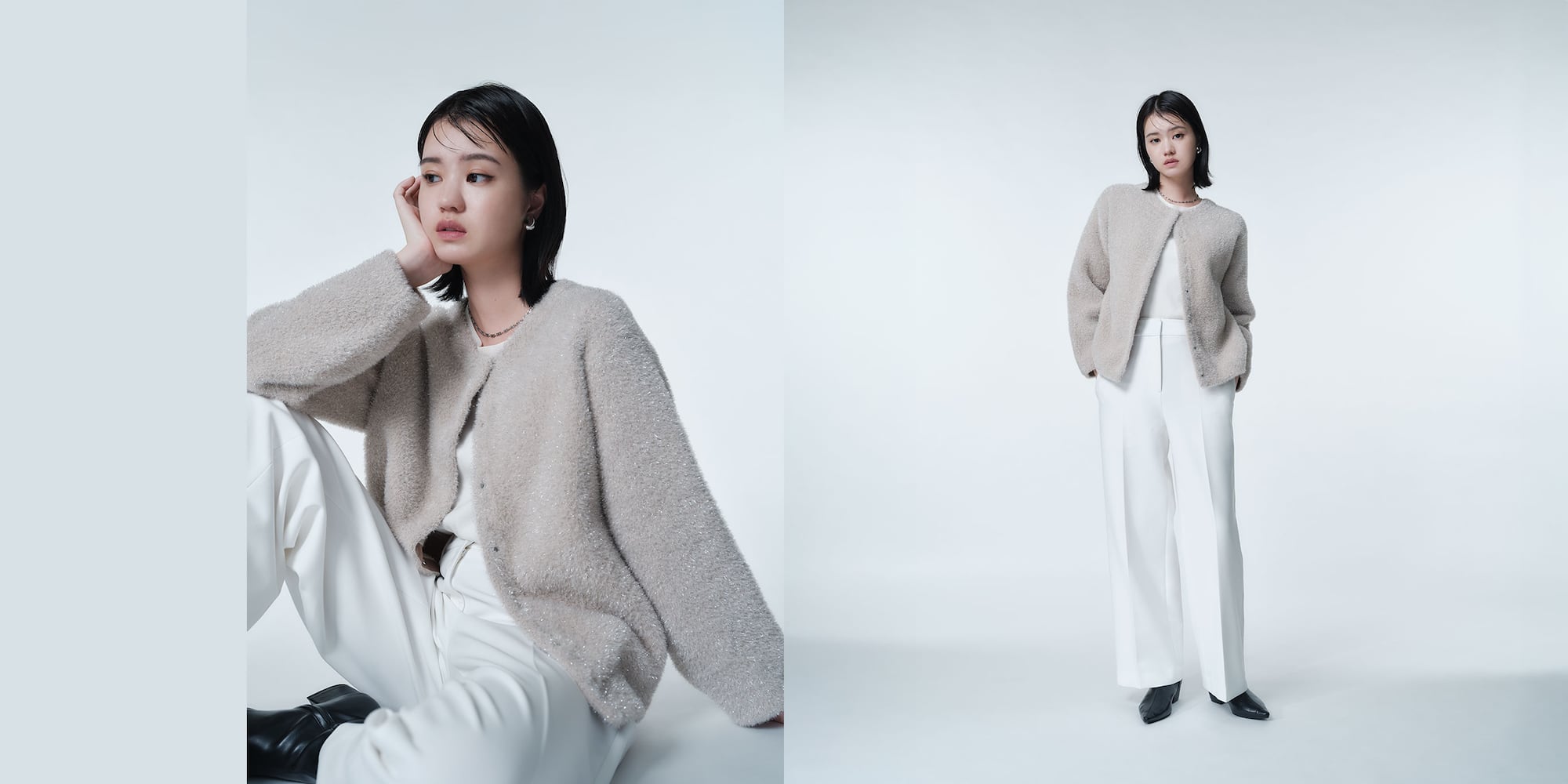 ラメフェザーヤーン2WAYカーディガン