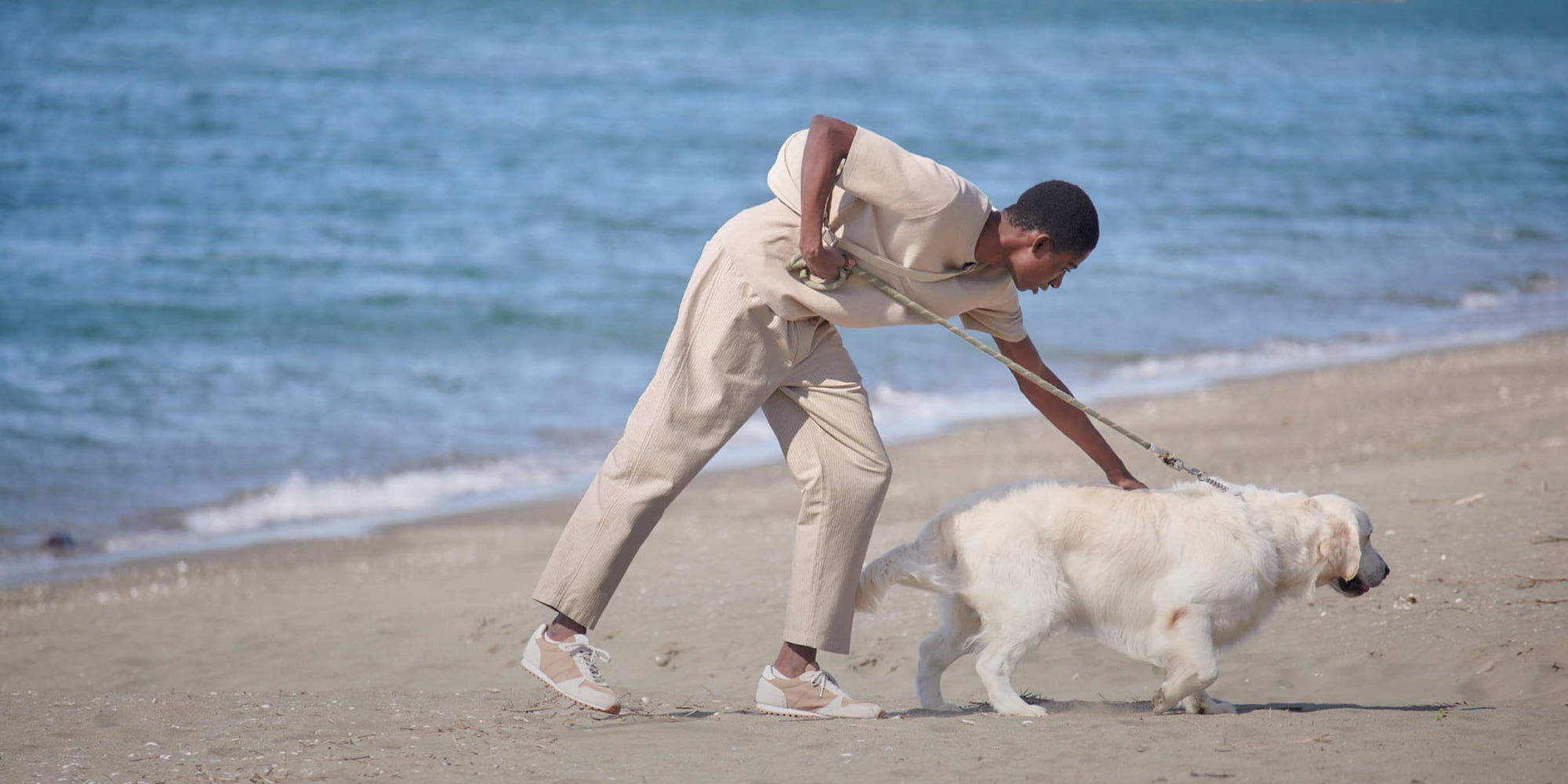 model wearing Linen Blend Easy Ankle Trousers