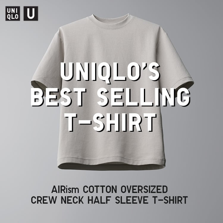 An image of AIRism Cotton Oversized Crew Neck Half Sleeve T-Shirt