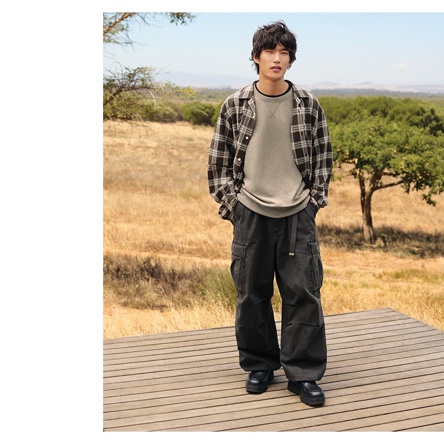 Denim Super Wide Cargo Pants