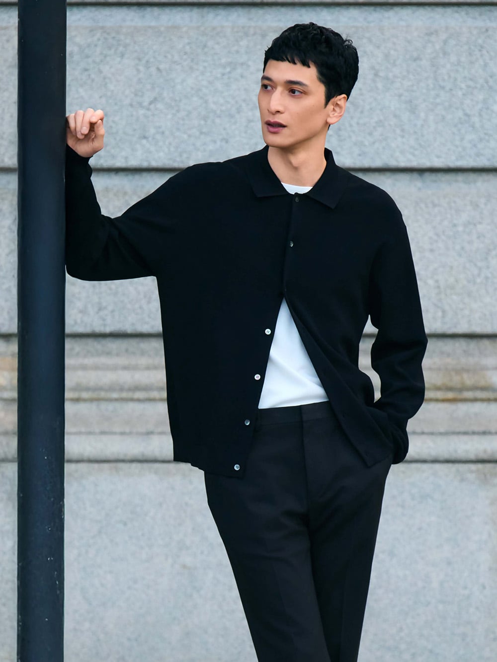 UVカットレーヨンブレンドポロカーディガン