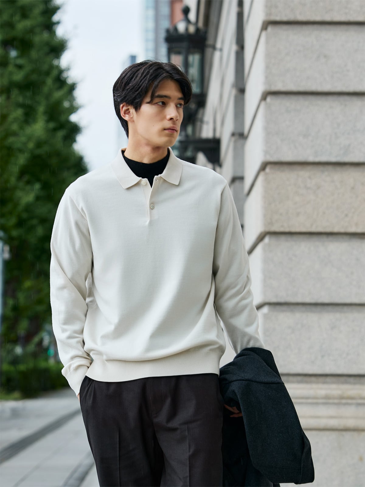 ニットポロシャツ