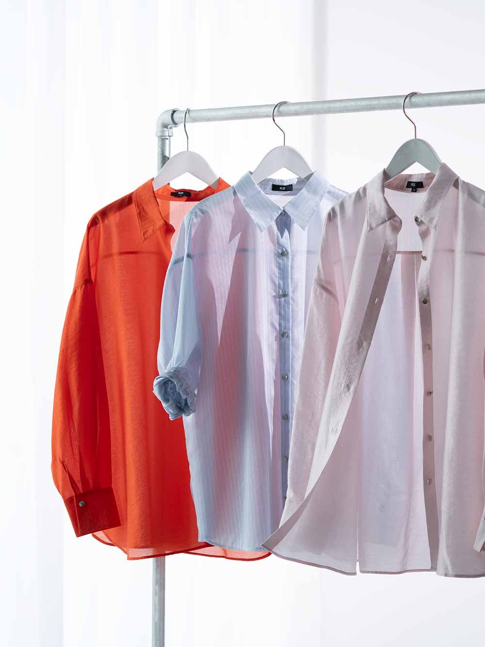 シアーメタルボタンシャツ​