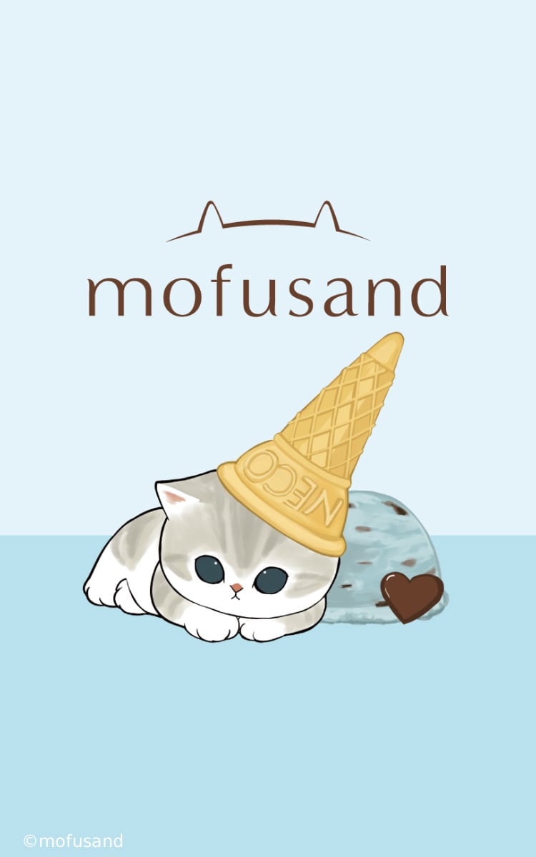 cat with ice cream cone on head resting on an ice cream scoop